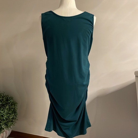 BHome hunter green MATERNITY sleeveless cotton blend stretch DRESS size Large - Picture 2 of 5